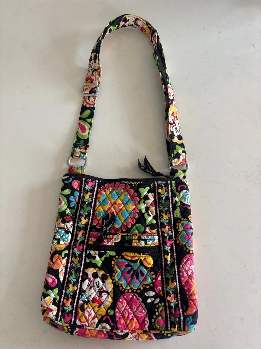 Vera Bradley MultiFloral & Mickey Quilted Crossbody with matching wristlet